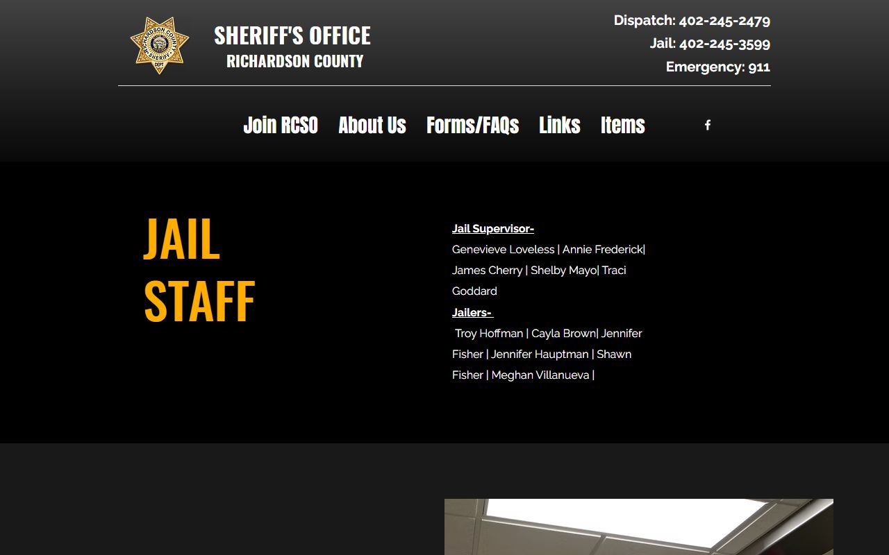 Richardson County Jail information for visitation commissary phone and inmate services